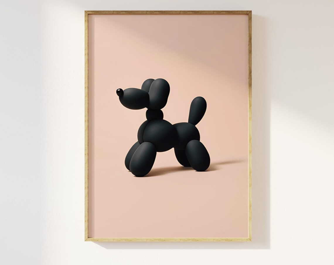 Black Balloon Dog Modern Minimalist Print Stylish Decor Gift