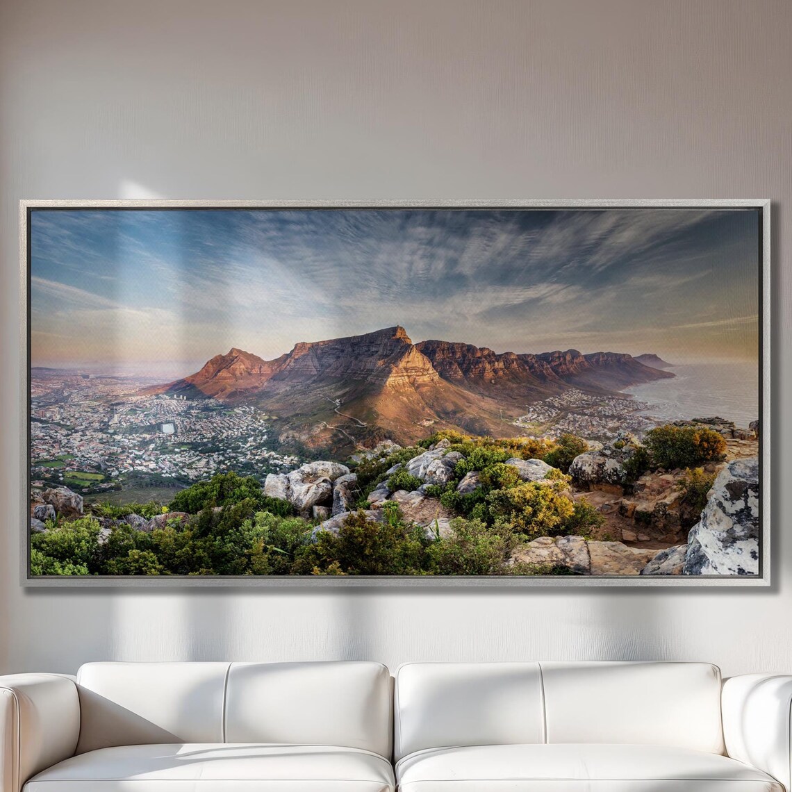 Table Mountain Cape Town South Africa Golden Light Panoramic Wall Art