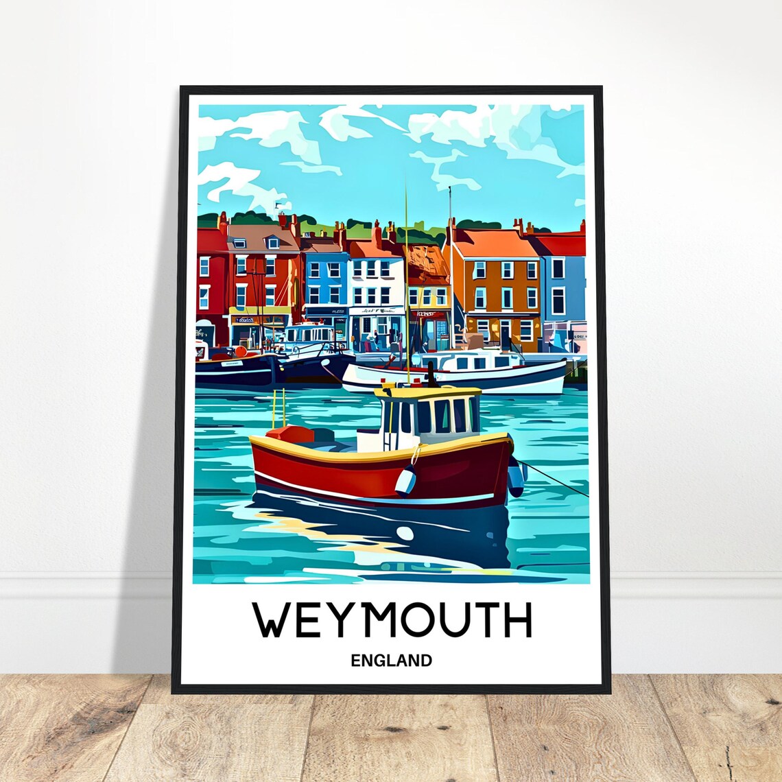 Weymouth Dorset Harbor Seaside Town Travel Illustration Poster