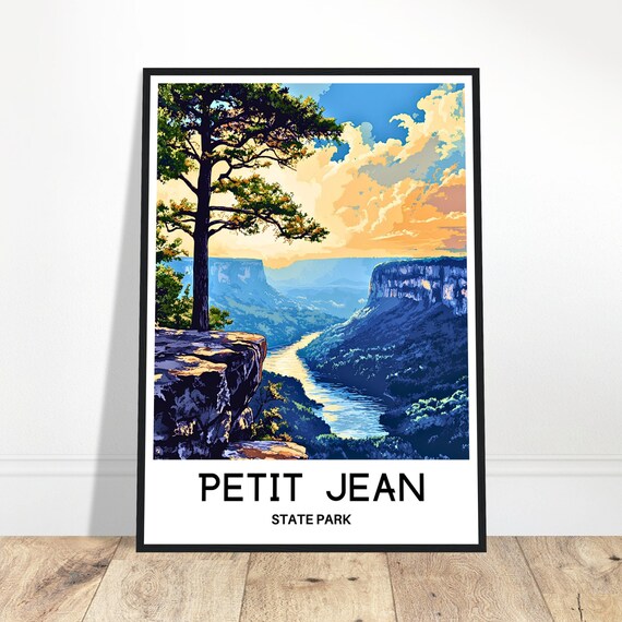Petit Jean State Park Travel Print Poster Art Arkansas Lover Gift Wall Hanging Illustration Home Office Decor
