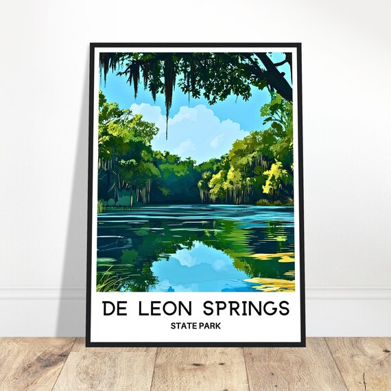 De Leon Springs State Park Florida Lake Travel Nature Art Poster