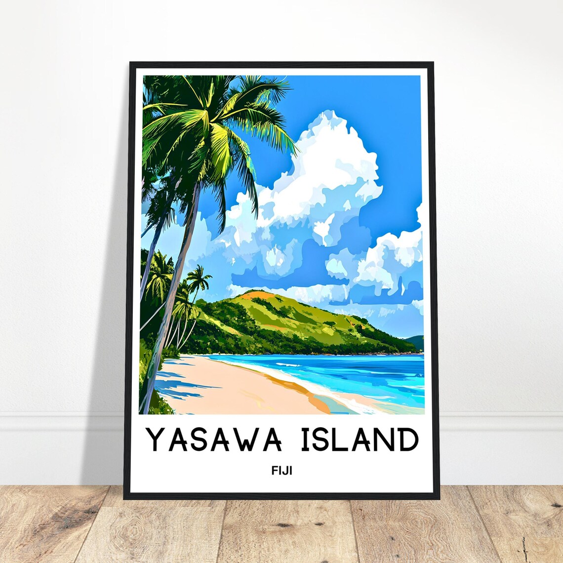 Yasawa Island Fiji Tropical Beach Palm Trees Paradise Travel Poster