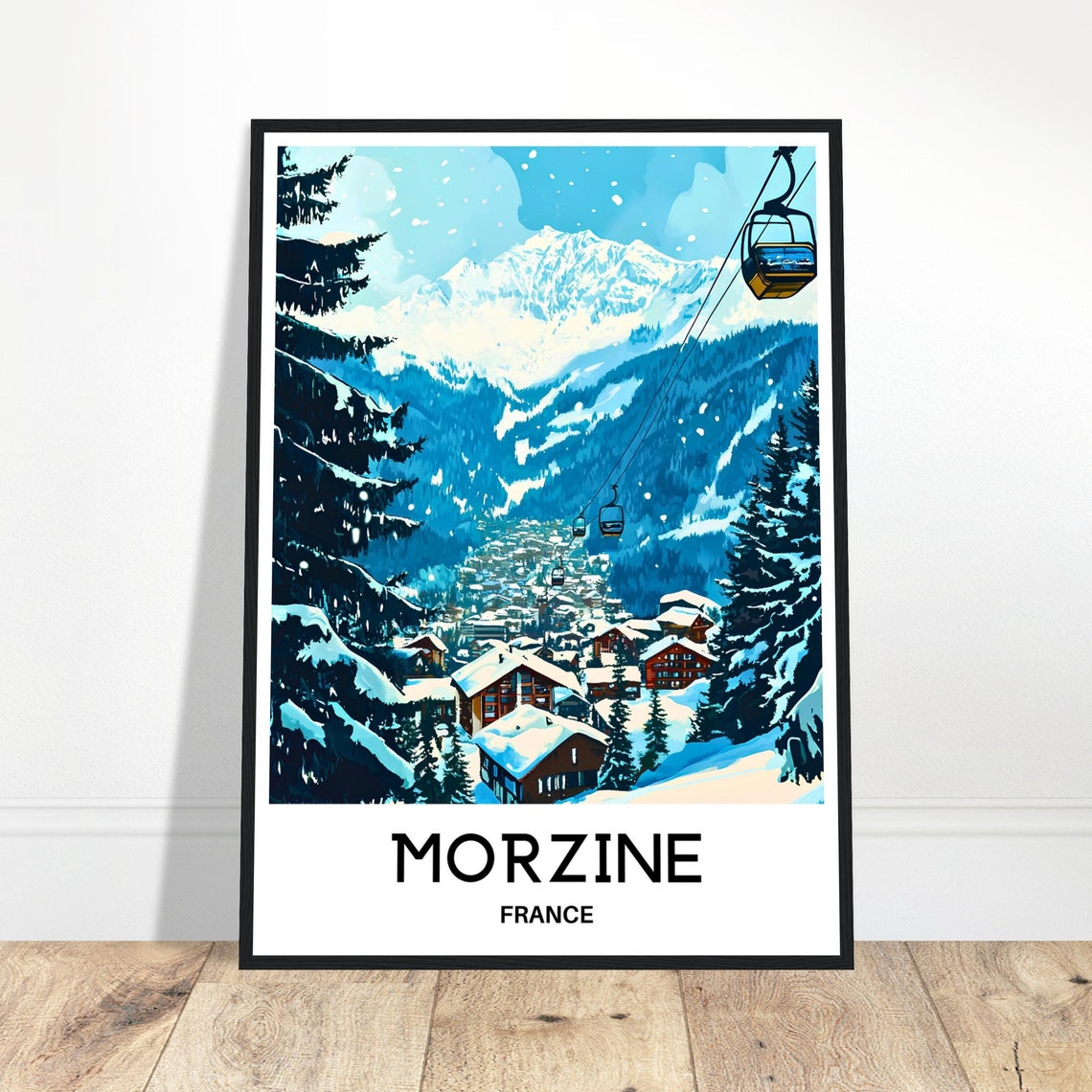 Morzine Travel Print Morzine Poster French Art Print France Lover Gift Wall Hanging Art Home Office Desk Decor Morzine Village Illustration