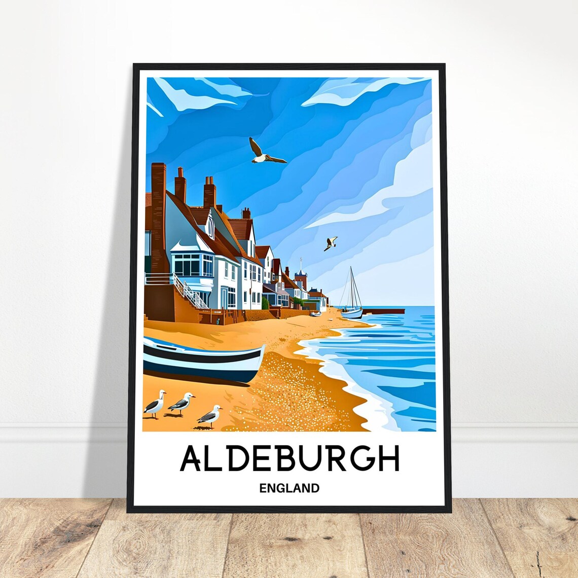 Aldeburgh England Seaside Beach Houses Vintage Travel Poster