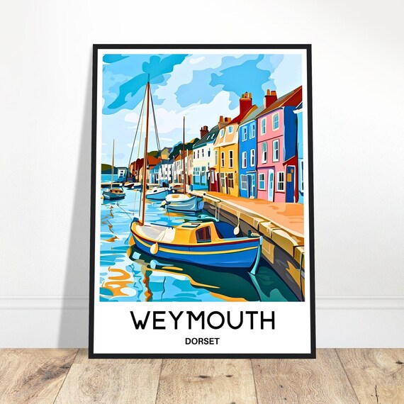 Weymouth Travel Print Poster English Art England Lover Gift Wall Hanging Home Office Decor Dorset Illustration