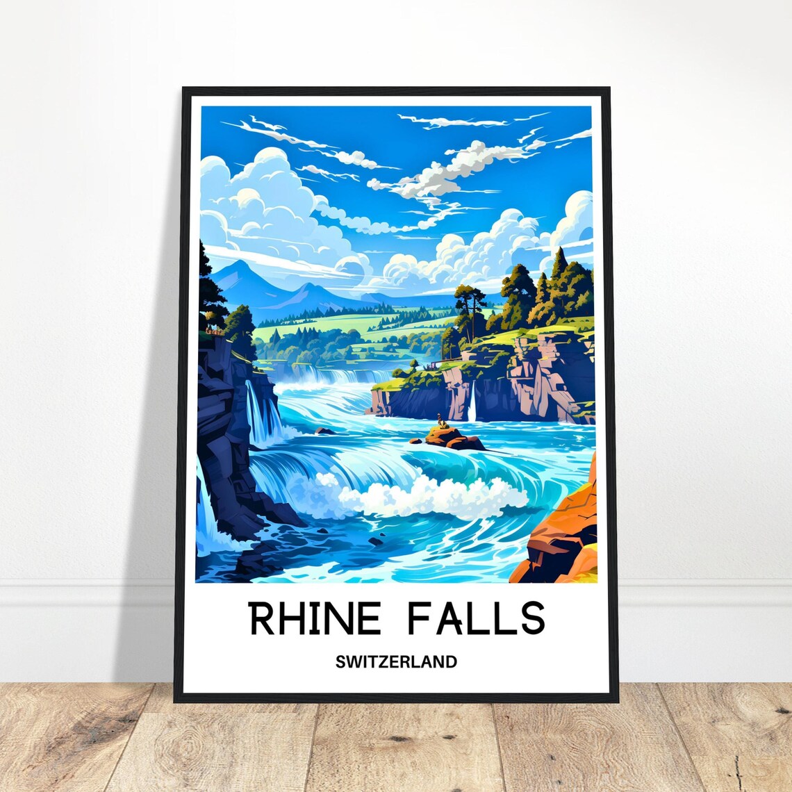 Rhine Falls Europe's Largest Waterfall Switzerland Travel Poster