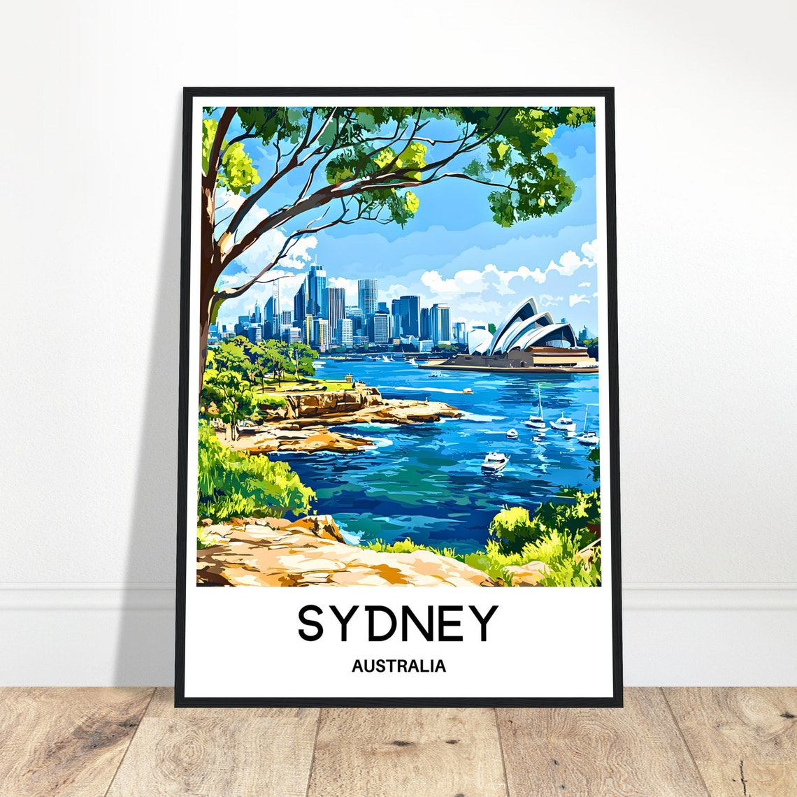 Sydney Australia Opera House Harbour Skyline Scenic Travel Poster