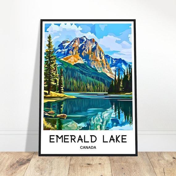 Emerald Lake Canada Mountain Reflection Forest Lakeside Poster