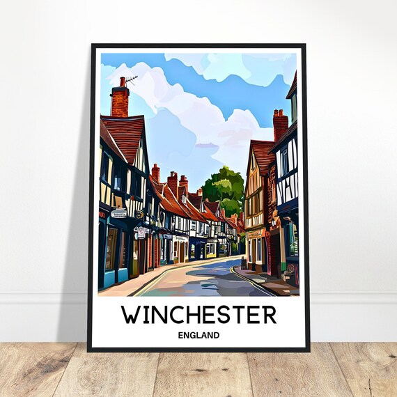Winchester Travel Print Poster English Art England Lover Gift Wall Hanging Home Office Decor City Illustration
