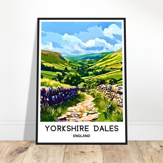 Yorkshire Dales England Green Hills Stone Path Travel Art Print