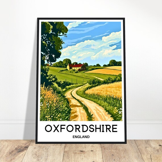 Oxfordshire Travel Print Poster English Art England Lover Gift Wall Hanging Home Office Decor Illustration
