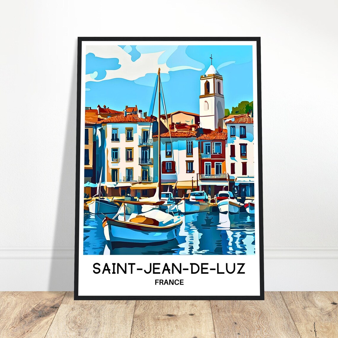 Saint-Jean-de-Luz Harbor Boats Colorful Waterfront France Poster