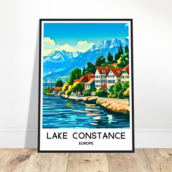 Lake Constance Travel Print Poster European Art Europe Lover Gift Wall Hanging Illustration Home Office Desk Decor