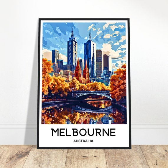 Melbourne Travel Print Poster Australian Art Australia Lover Gift Wall Hanging Port City Illustration Home Decor