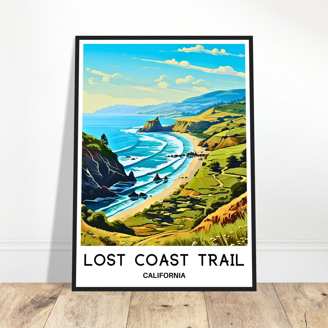 Lost Coast Trail Travel Print Hiking Poster Art Lover Gift Wall Hanging Illustration Home Office Decor