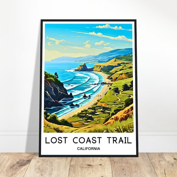 Lost Coast Trail California Rugged Coast Vintage Travel Poster