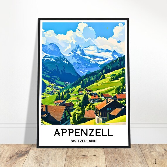 Appenzell Travel Print Poster Swiss Art Switzerland Lover Gift Wall Hanging Home Office Desk Decor Illustration