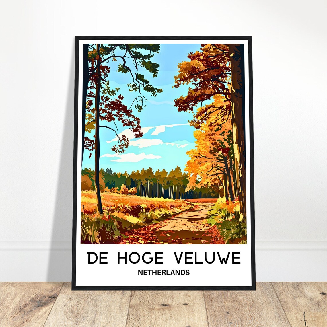 De Hoge Veluwe Netherlands Golden Autumn Forest Travel Poster