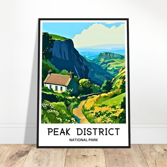 Peak District National Park Stone Cottage England Travel Poster