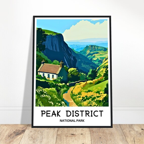 Peak District Travel Print National Park Poster English Art England Lover Gift Wall Hanging Illustration