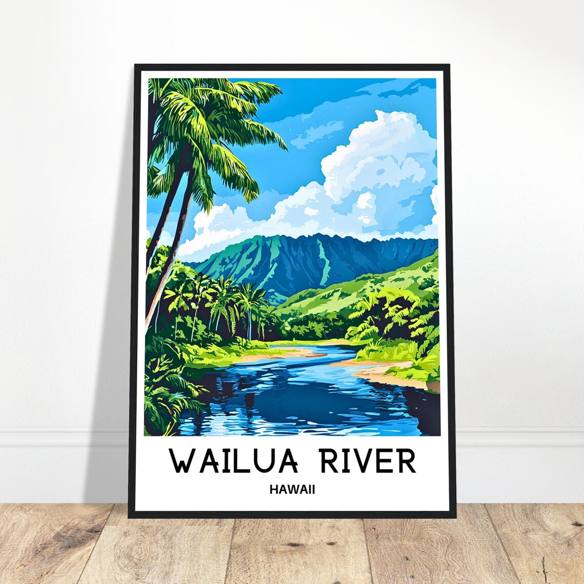 Wailua River Travel Print Poster Hawaiian Art Hawaii Lover Gift Wall Hanging Illustration Home Decor