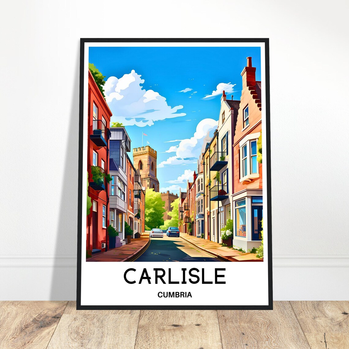 Carlisle Cumbria England Historic Street Scene Travel Poster