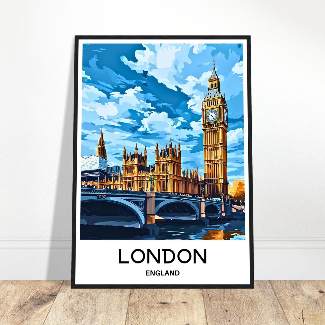 London England Big Ben and Parliament Over Westminster Bridge Poster