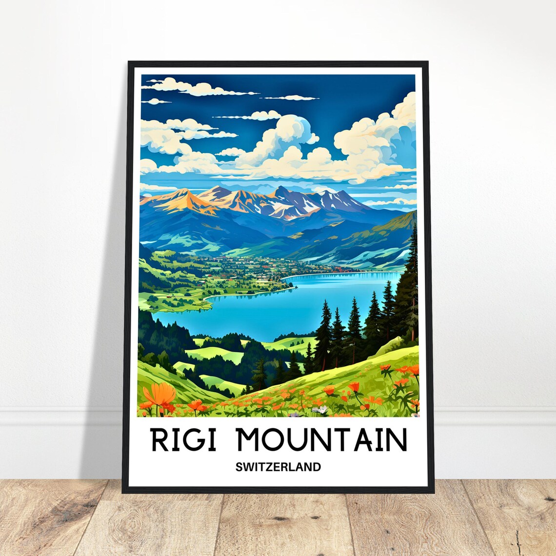 Rigi Mountain Travel Poster, Swiss Mountain Art Print