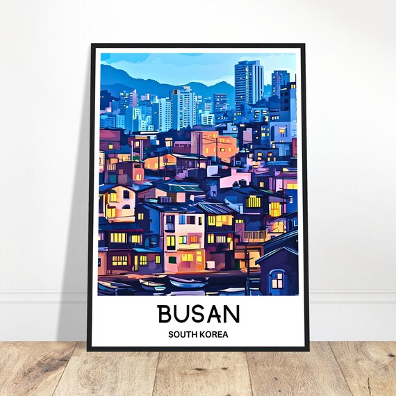 Busan Travel Print Poster Korean Art South Korea Lover Gift Wall Hanging Home Office Decor City Illustration