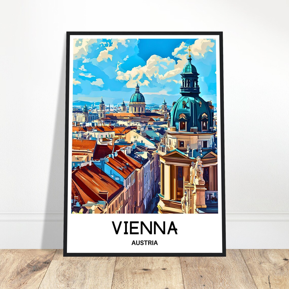 Vienna Austria Historic Rooftops Baroque Domes City Travel Poster