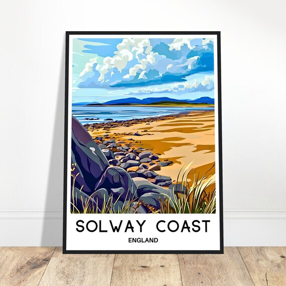 Solway Coast Travel Print Cumbria Poster English Art England Lover Gift Wall Hanging Csolway Illustration Home Office Decor