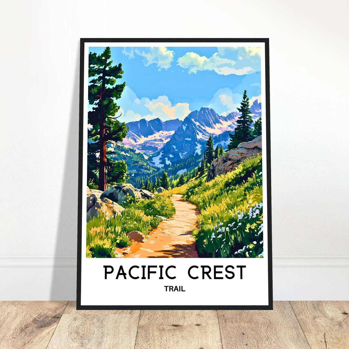 Pacific Crest Trail Travel Print Poster Art America Lover Gift Wall Hanging Illustration