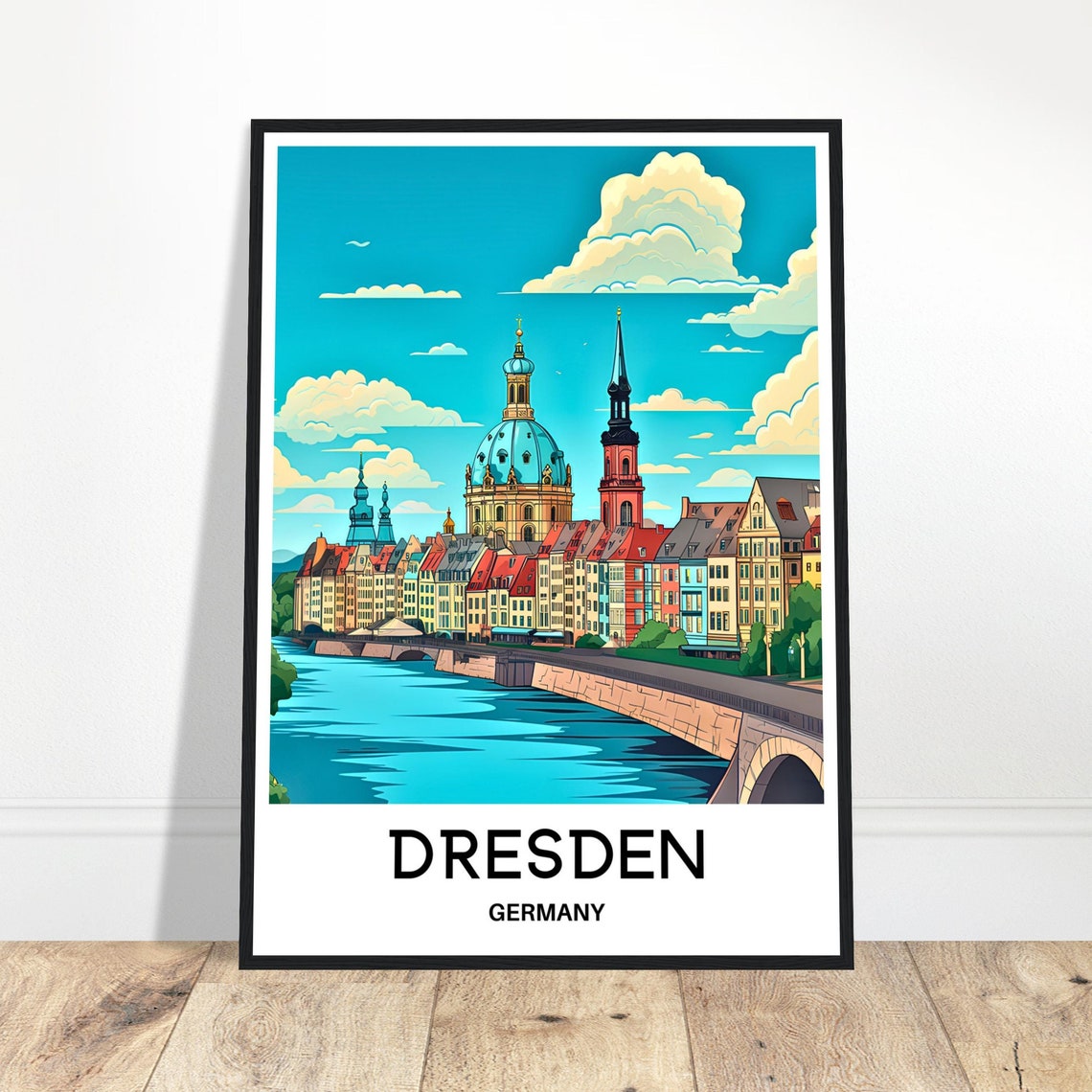 Dresden Germany Elbe River Old Town Skyline Cityscape Poster