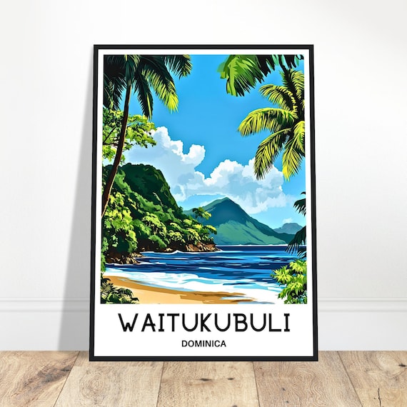 Waitukubuli Trail Dominica Palm Beach Tropical Caribbean Travel Poster