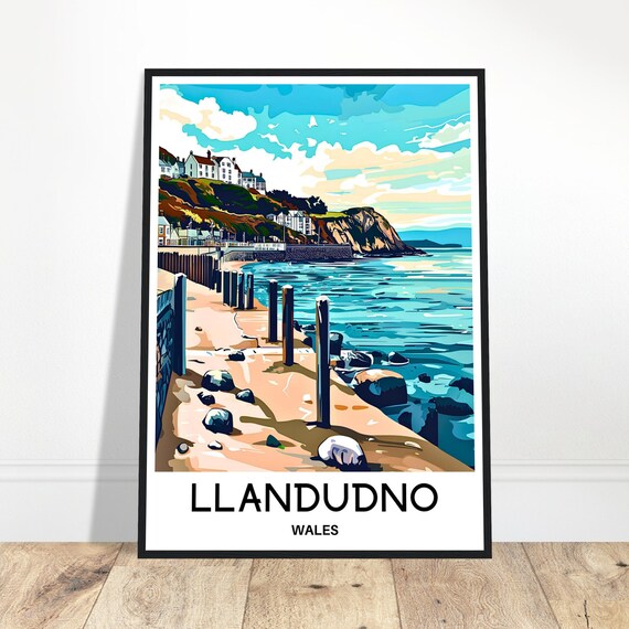 Llandudno Travel Print Poster Welsh Art Wales Lover Gift Wall Hanging Town Illustration Home Office Room Decor