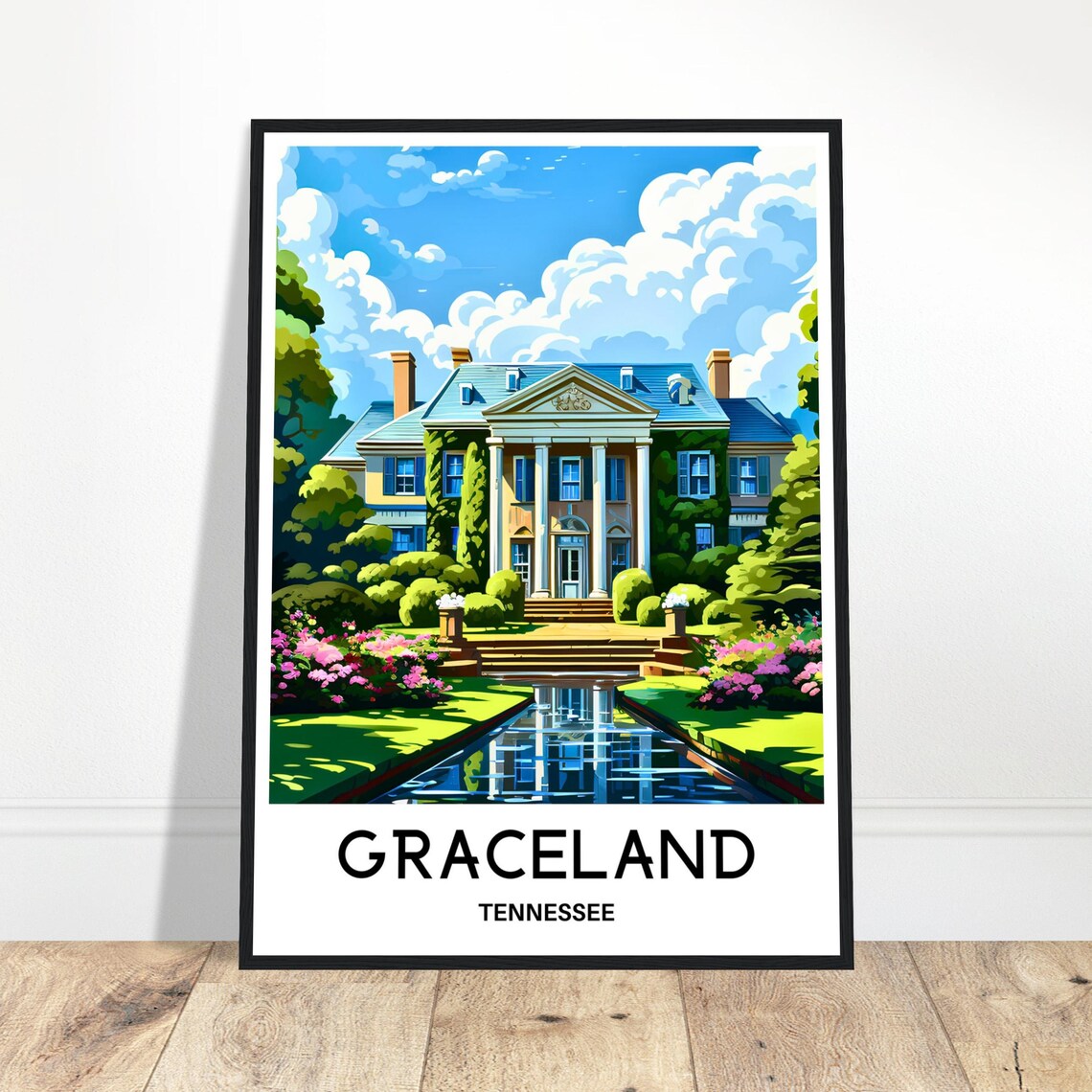 Graceland Tennessee Mansion Garden Landmark Travel Art Poster