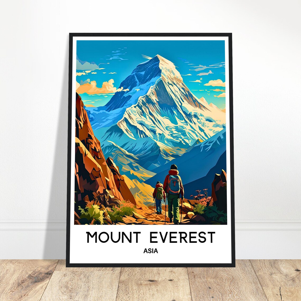 Mount Everest Summit Hikers Nepal Himalayas Peak Travel Poster