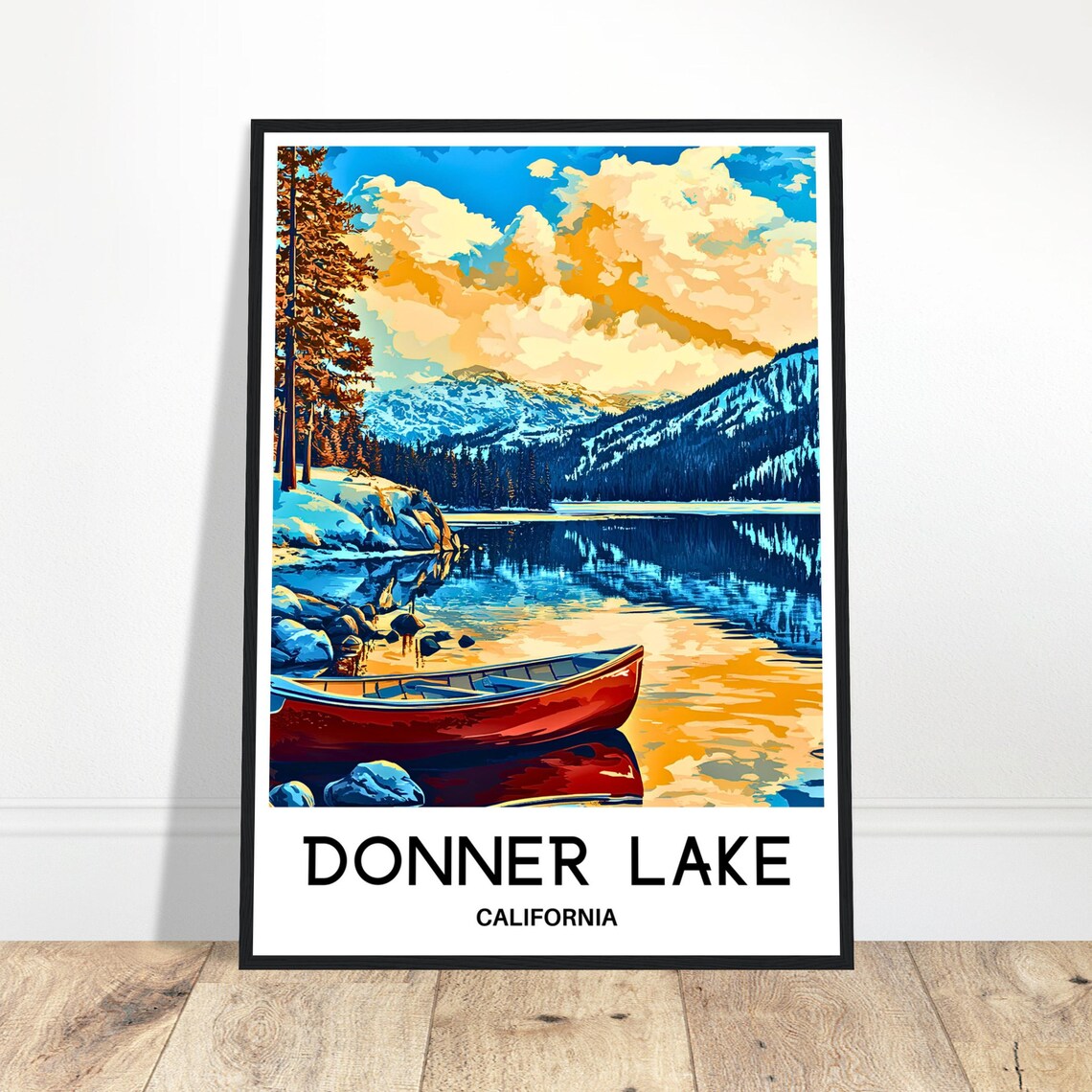 Donner Lake Travel Print Poster Art Lover Gift Wall Hanging Home Decor Illustration