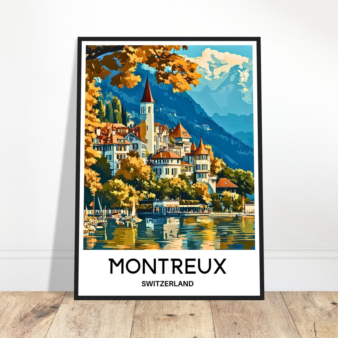 Montreux Travel Poster, Swiss Art Print