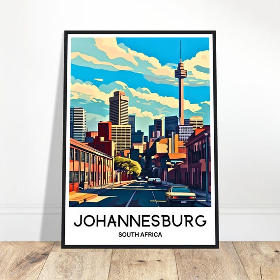 Johannesburg Travel Print Poster South African Art Africa Lover Gift Wall Hanging Illustration Home Room Decor
