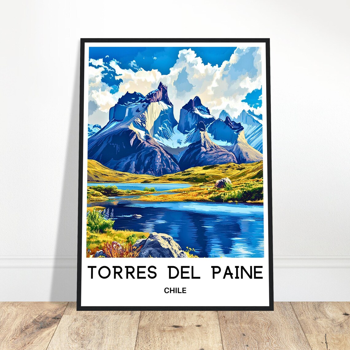 Torres Del Paine Travel Print Torres Del Paine Poster Chilean Art Print Chile Lover Gift Wall Hanging Art Torres Del Paine Illustration