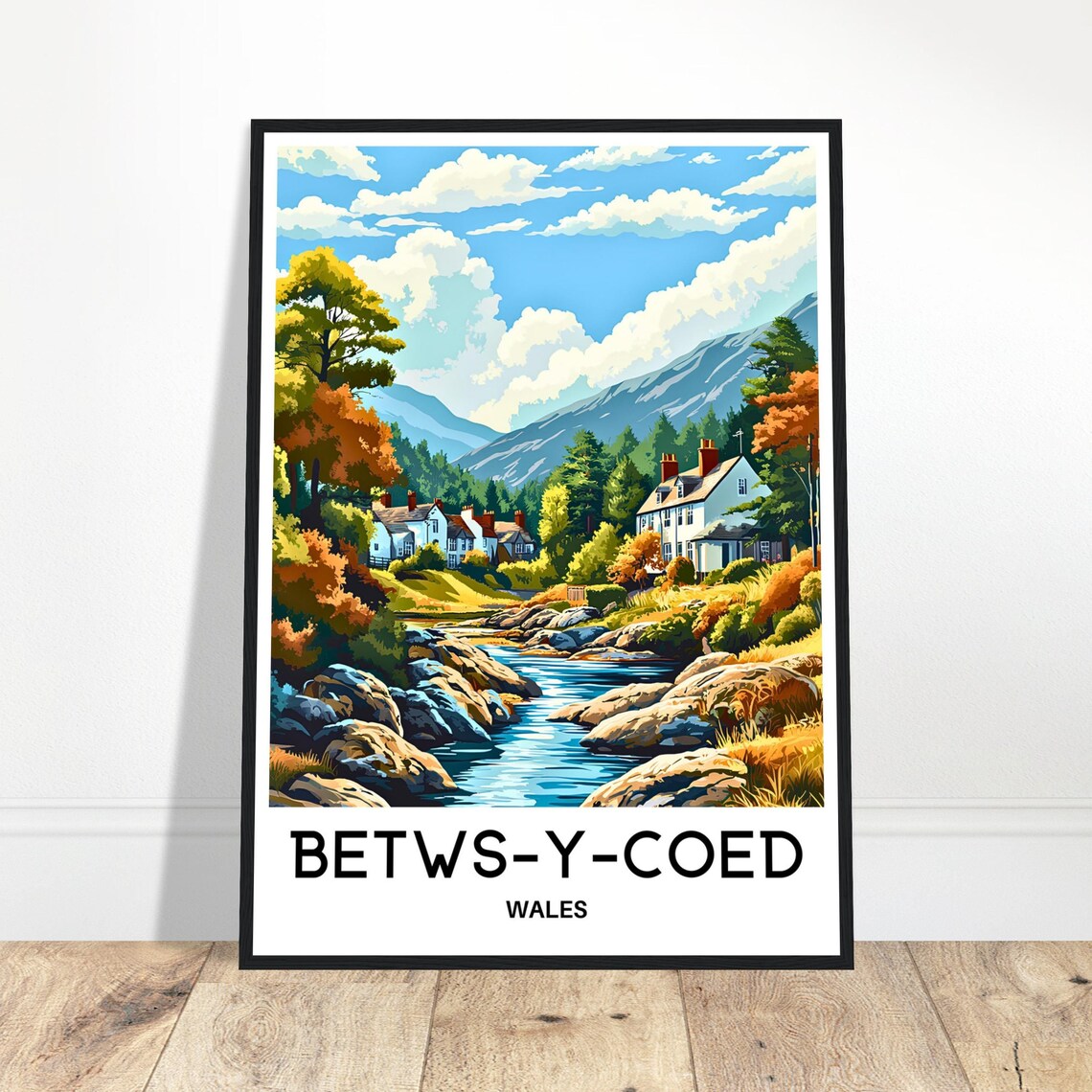 Betws Y Coed Wales Riverside Village Autumn Colors Travel Poster
