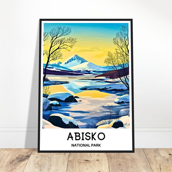 Abisko National Park Travel Print Poster Swedish Art Sweden Lover Gift Wall Hanging Home Office Room Decor Illustration