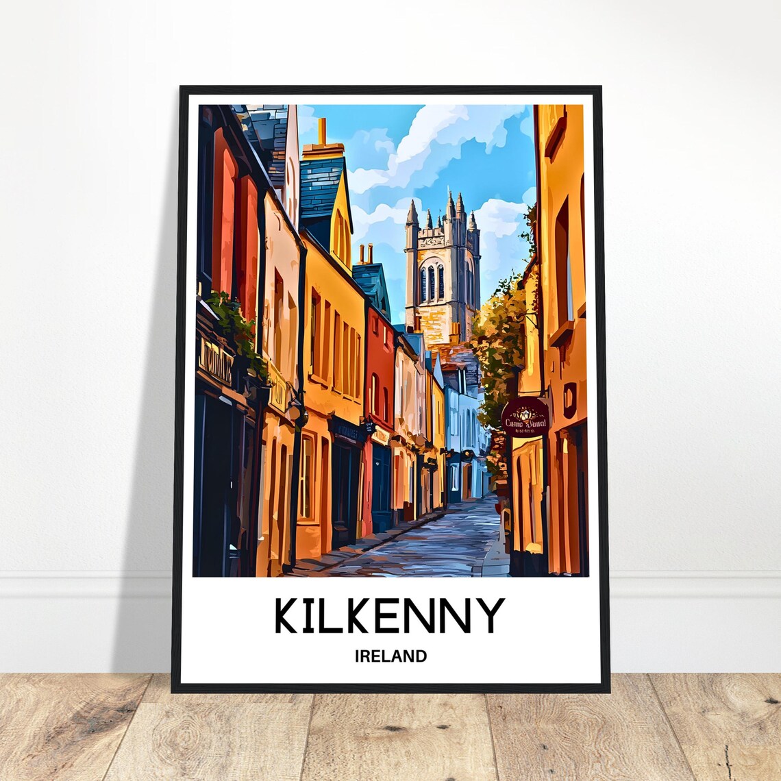 Kilkenny Ireland Historic Old Town Street Church Travel Poster