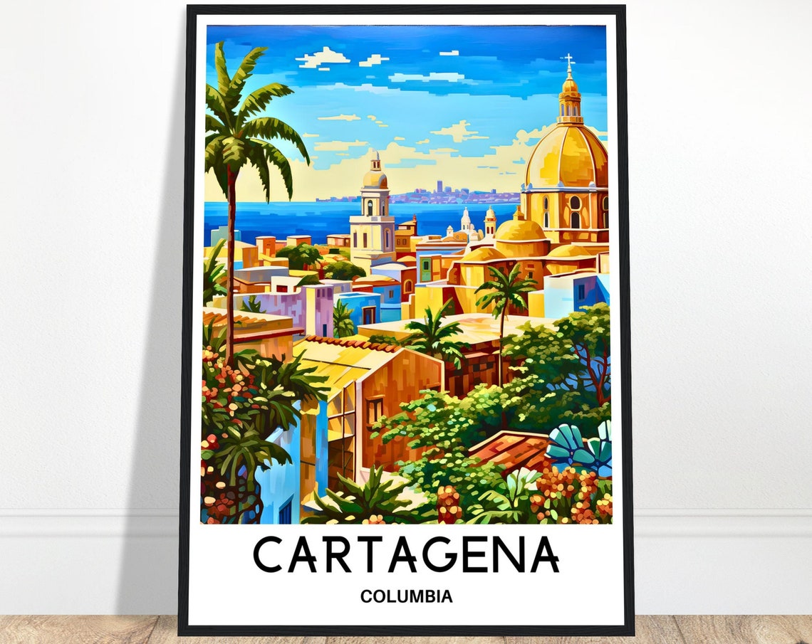Cartagena Travel Print Cartagena Poster Colombian Art Print Colombia Lover Gift Wall Hanging Art Home Decor Cartagena City Illustration