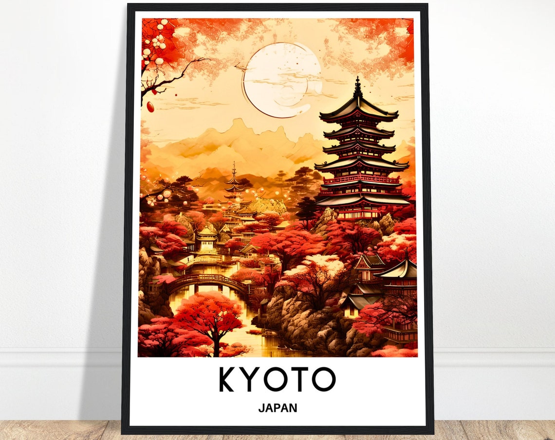 Kyoto Travel Print Kyoto Travel Poster Japanese Art Print Japan Lover Gift Wall Hanging Art Home Office Desk Decor Kyoto Illustration