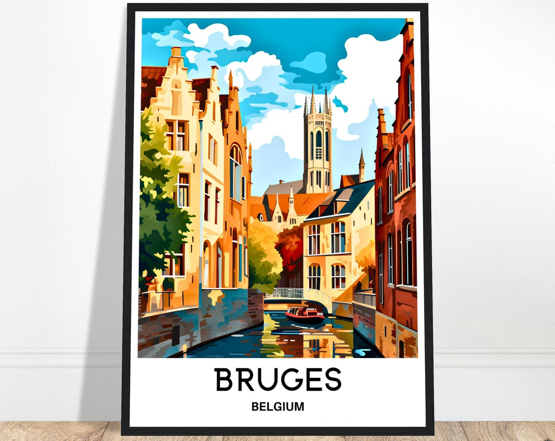 Bruges Travel Poster, Belgium Travel Art Print