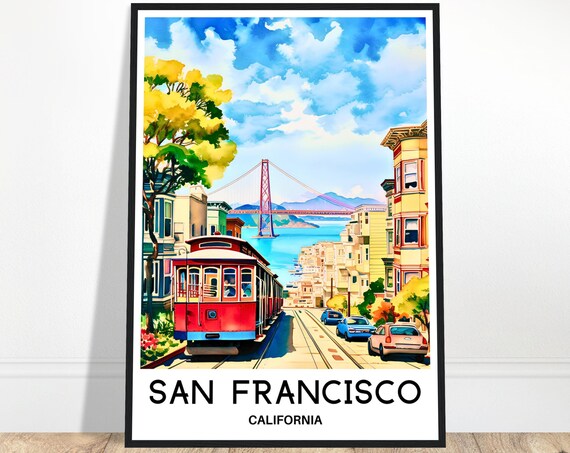 San Francisco Watercolor Print Travel Poster Art Lover Gift Fran Watercolour Illustration