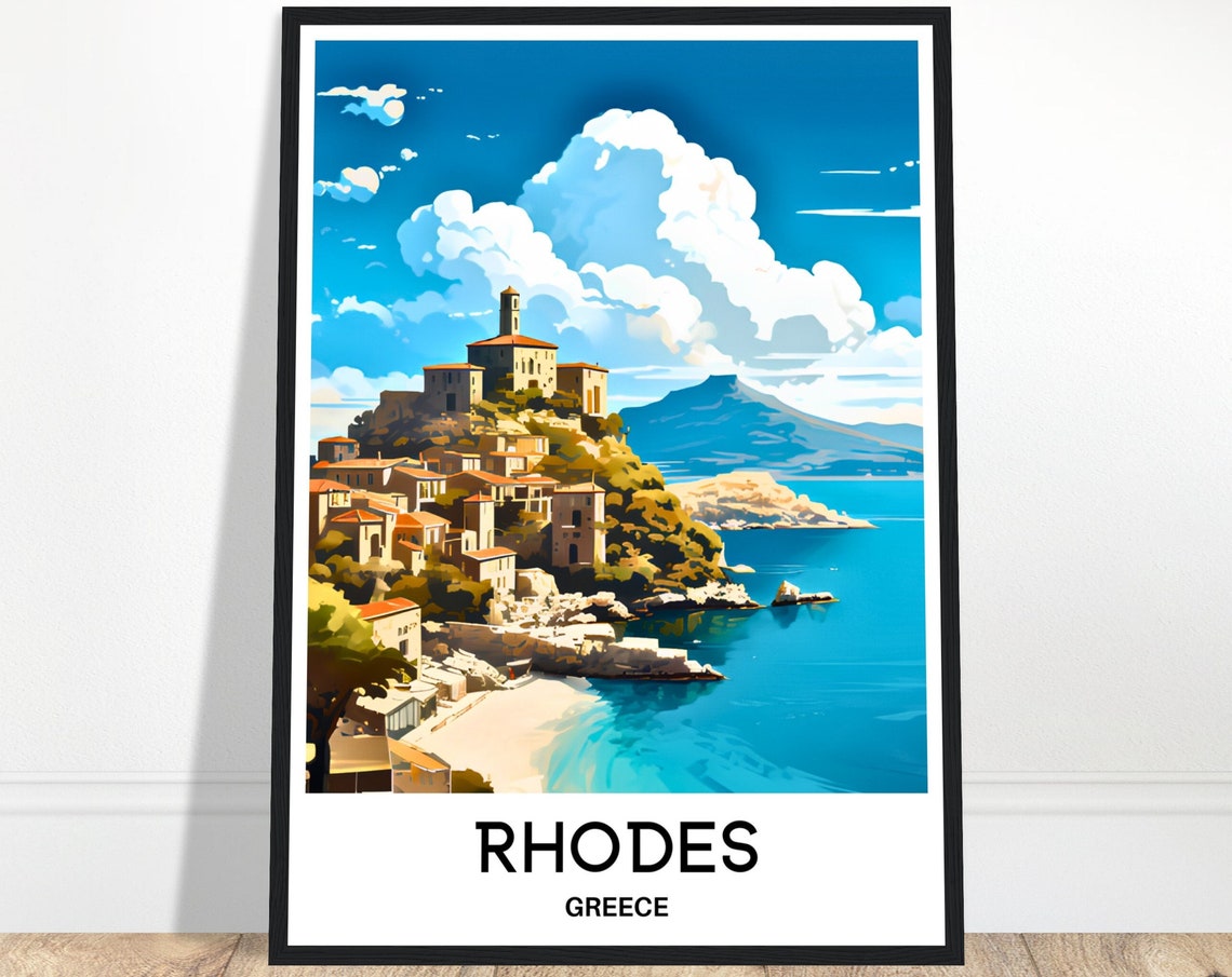 Rhodes Travel Poster Rhodes Travel Print Rhodes Island Print Rhodes Greece Print Rhodes Travel Gift Rhodes Art Print Rhodes Wall Print