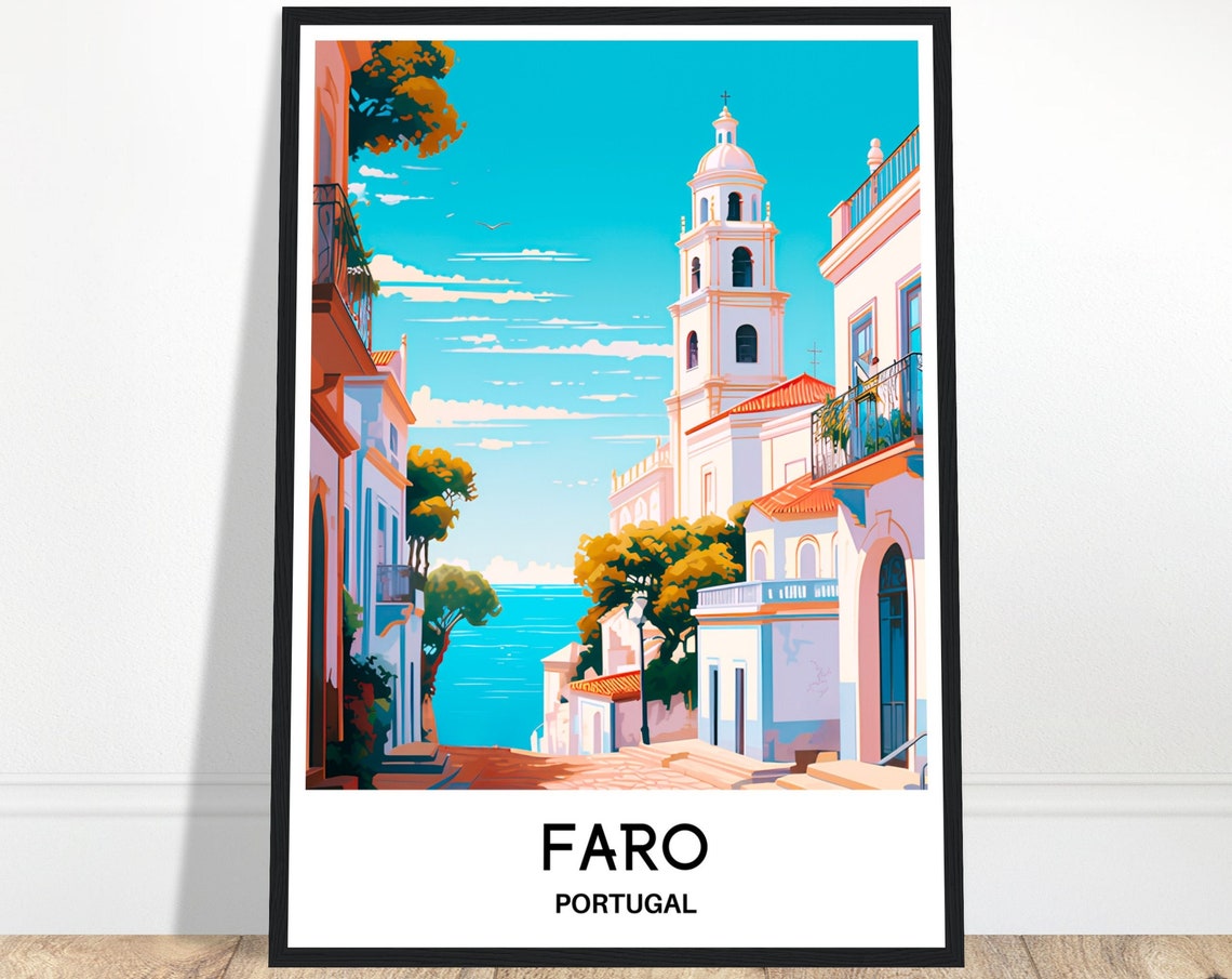Faro Travel Print Faro Poster Portuguese Art Print Portugal Lover Gift Wall Hanging Art Home Office Decor Faro Algarve Illustration